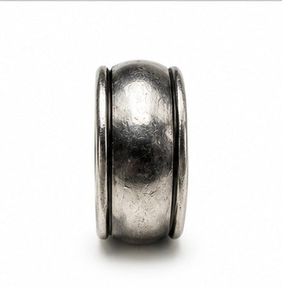 Vintage Mexico 925 Silver Wide Plain Pattern Center Spinner Band Ring