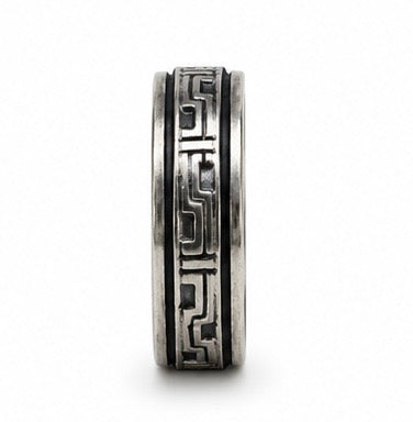 Vintage 925 Sterling Silver Greek Key Pattern Spinner Band Ring