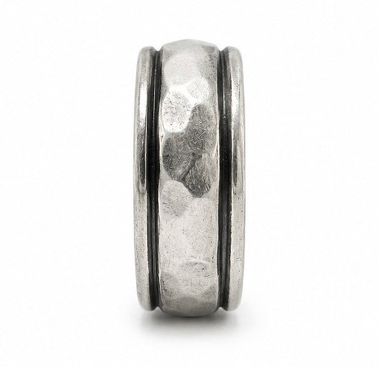 Vintage 925 Silver Hammered Center Spinner Band Ring