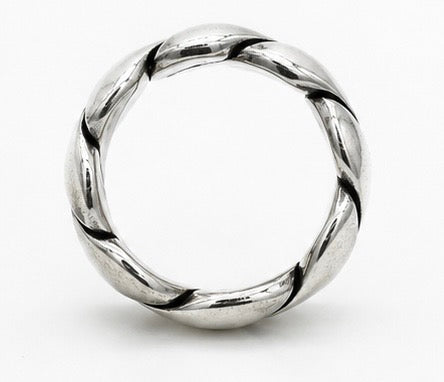 Vintage 925 Sterling Silver Woven Pattern Open Band Ring