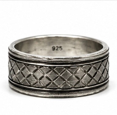 Vintage DGS 925 Silver Criss-Cross Center Spinner Band Ring