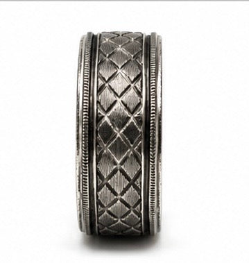 Vintage DGS 925 Silver Criss-Cross Center Spinner Band Ring